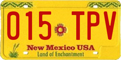 NM license plate 015TPV