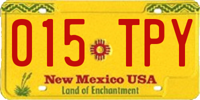 NM license plate 015TPY