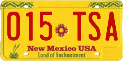 NM license plate 015TSA