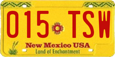 NM license plate 015TSW