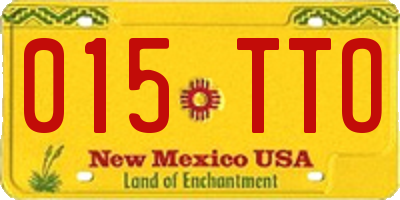 NM license plate 015TTO