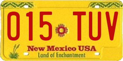 NM license plate 015TUV
