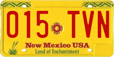 NM license plate 015TVN