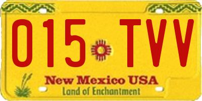 NM license plate 015TVV