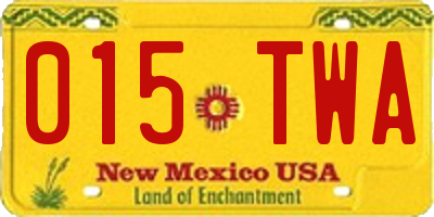 NM license plate 015TWA