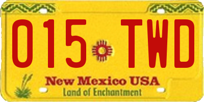 NM license plate 015TWD