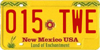NM license plate 015TWE