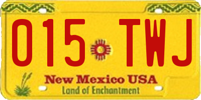 NM license plate 015TWJ