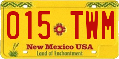 NM license plate 015TWM