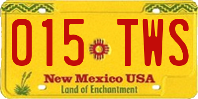 NM license plate 015TWS