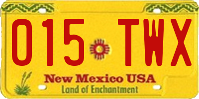 NM license plate 015TWX