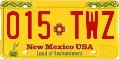 NM license plate 015TWZ
