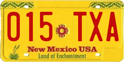 NM license plate 015TXA
