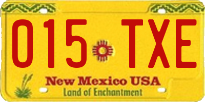 NM license plate 015TXE