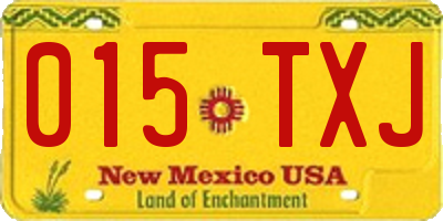 NM license plate 015TXJ