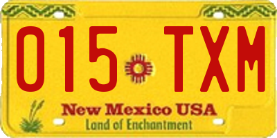 NM license plate 015TXM