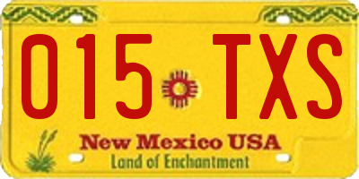 NM license plate 015TXS