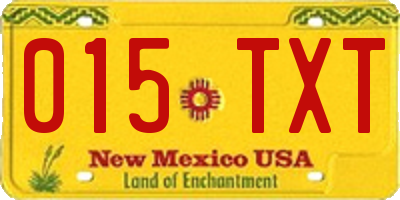 NM license plate 015TXT