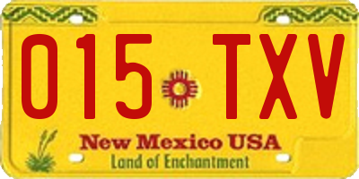 NM license plate 015TXV
