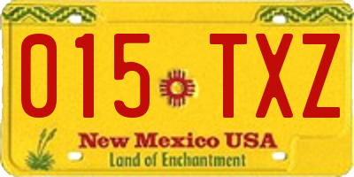 NM license plate 015TXZ