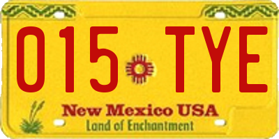 NM license plate 015TYE