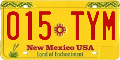 NM license plate 015TYM