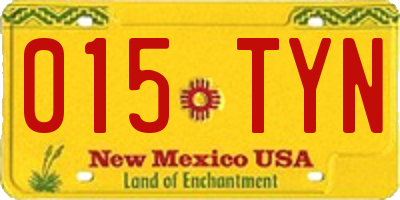 NM license plate 015TYN