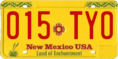 NM license plate 015TYO
