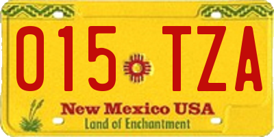 NM license plate 015TZA
