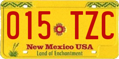 NM license plate 015TZC