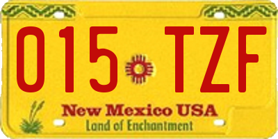 NM license plate 015TZF