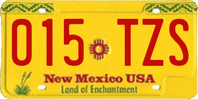 NM license plate 015TZS