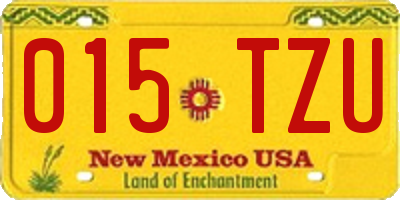 NM license plate 015TZU