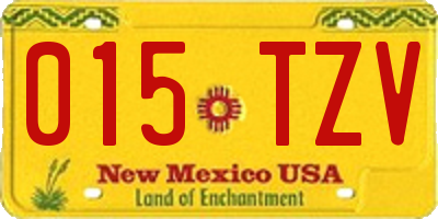 NM license plate 015TZV