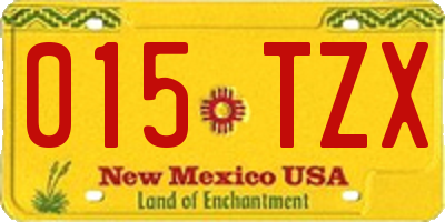 NM license plate 015TZX