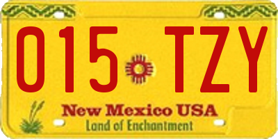 NM license plate 015TZY