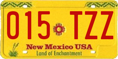 NM license plate 015TZZ