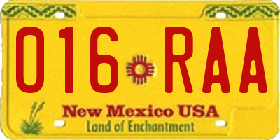 NM license plate 016RAA