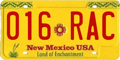 NM license plate 016RAC