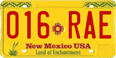 NM license plate 016RAE