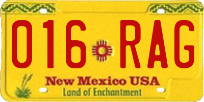 NM license plate 016RAG