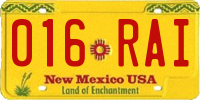 NM license plate 016RAI