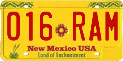 NM license plate 016RAM