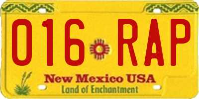 NM license plate 016RAP