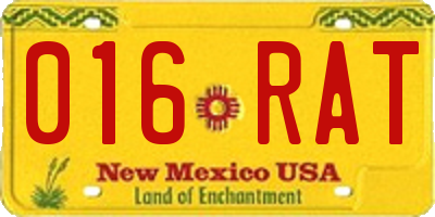 NM license plate 016RAT