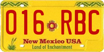 NM license plate 016RBC