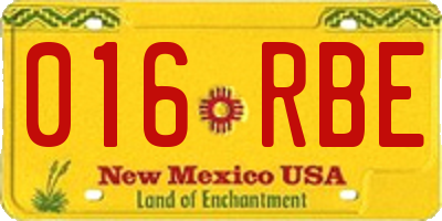 NM license plate 016RBE
