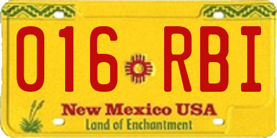 NM license plate 016RBI
