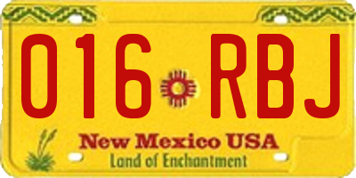 NM license plate 016RBJ