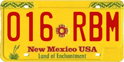 NM license plate 016RBM